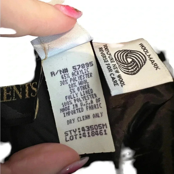 Vintage Requirements Straight Trousers Womens 12 Houndstooth Wool Pleated Grey - Picture 5 of 7